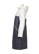 Long Showerproof 2 Tone Coat - Petrol/white