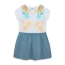 Jersey And Denim Dress - White