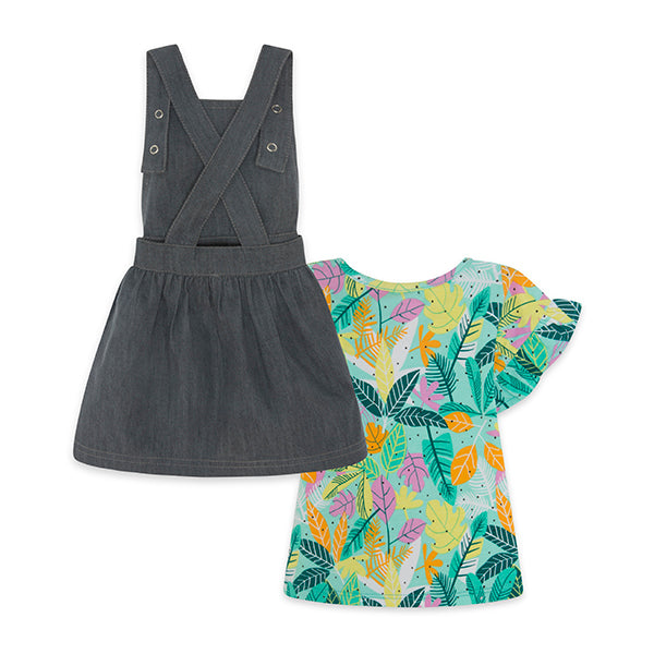 Denim Pinafore And T-shirt - Grey