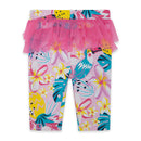 Jersey And Tulle Capri Leggings - Pink