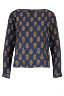 Boatneck Top - Navy Paisley