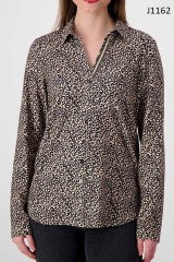 Shirt Blouse - Brown Print