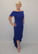 Cap Sleeve Dress With Tail - Cobalt