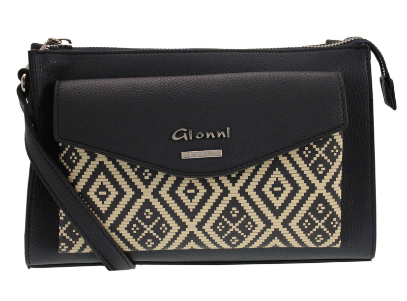 Dagari Front Print Pocket Crossbody - Navy