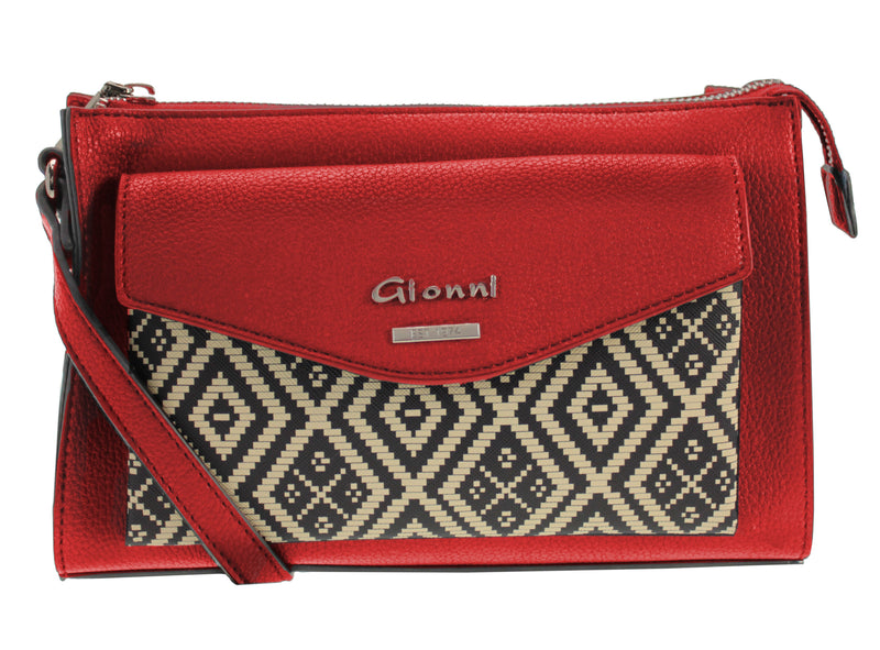 Dagari Front Print Pocket Crossbody - Red
