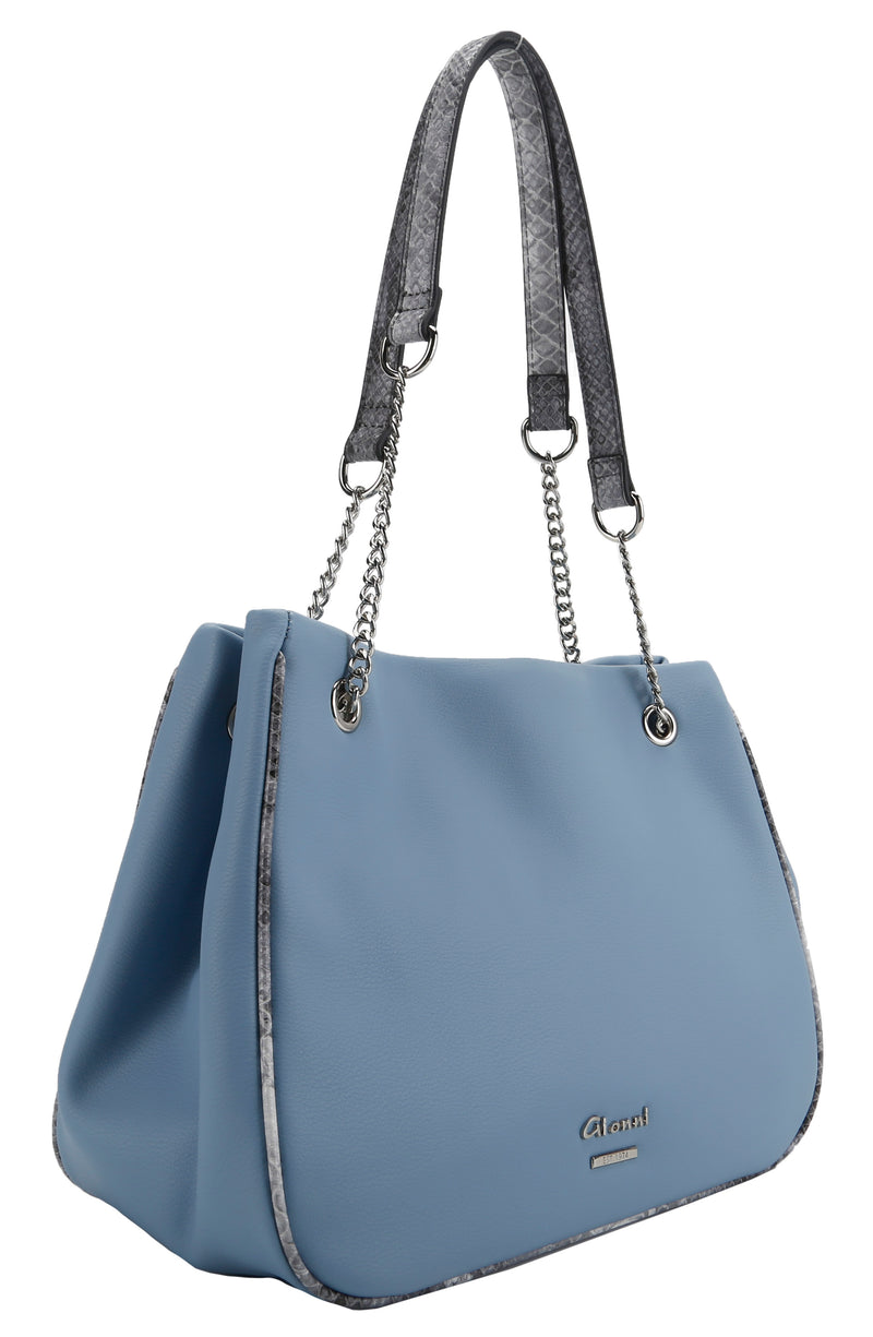 Edan Double Chain Handle Medium Bag - Blue