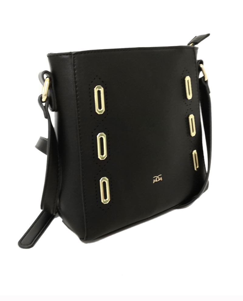 Eyelet Detailed Crossbody Bag - Black