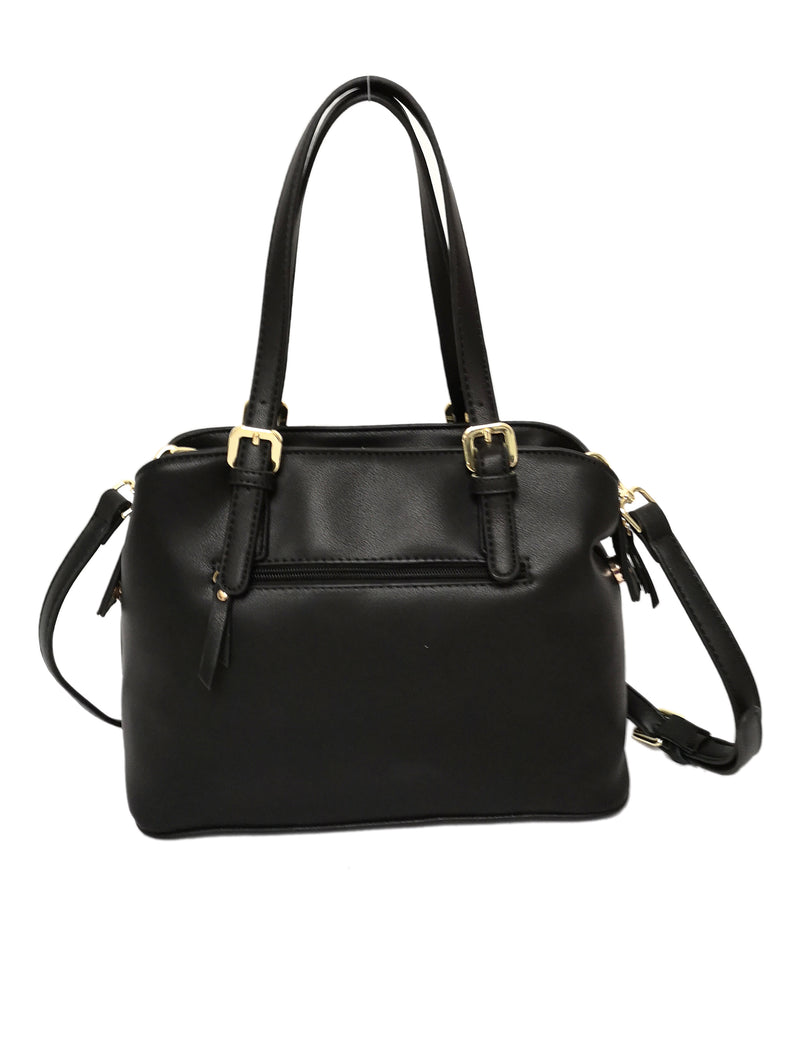 Double Handle Studded Bag - Black