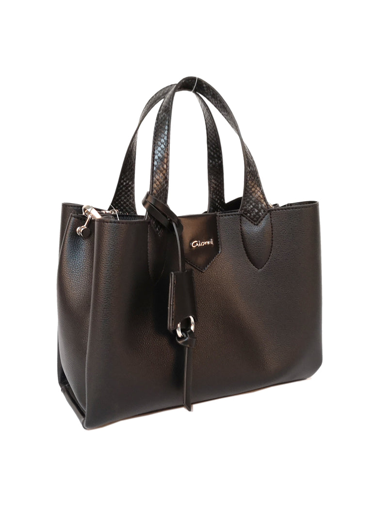 Magnolia Snake Handle Bag - Black