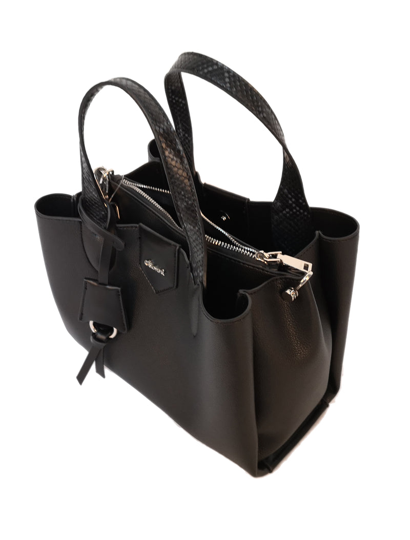 Magnolia Snake Handle Bag - Black