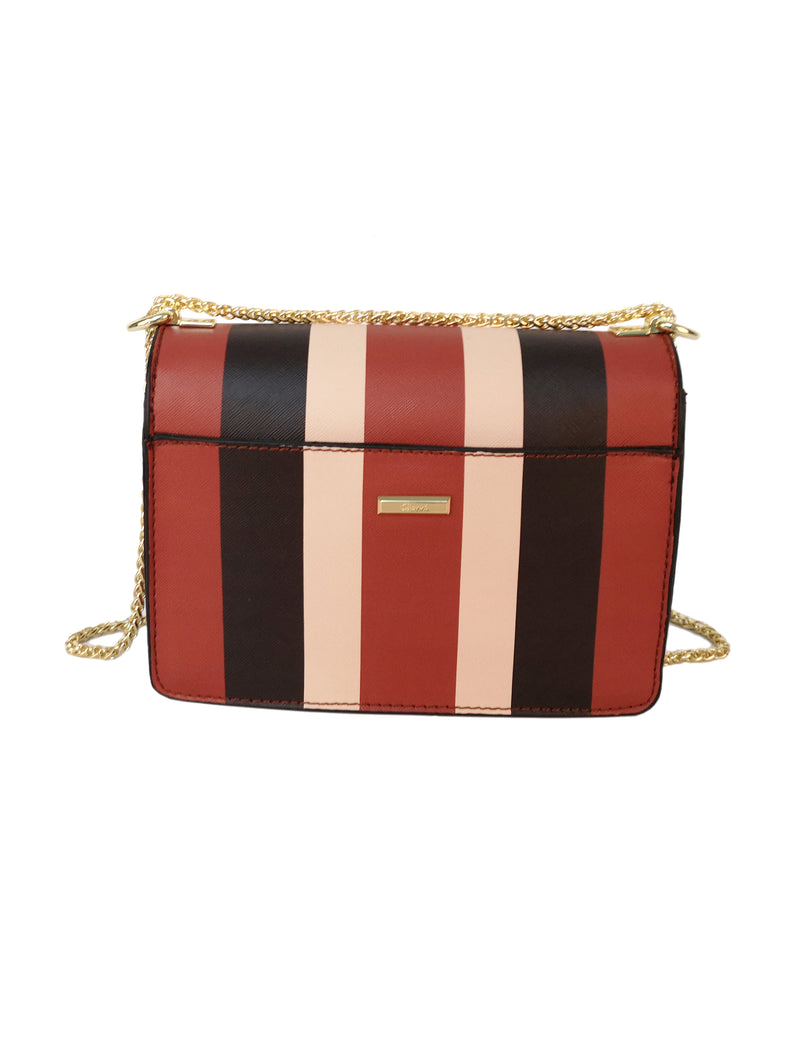 Turnlock Striped Cross Body Bag - Tan