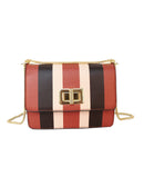 Turnlock Striped Cross Body Bag - Tan