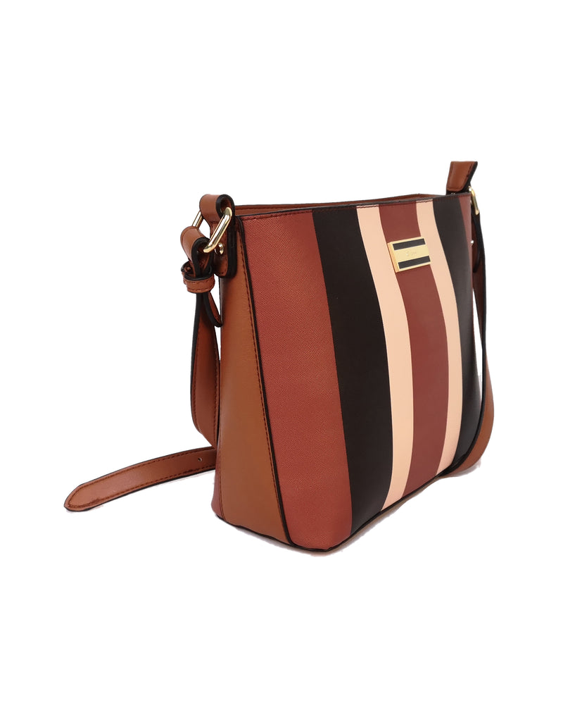 Printed Stripes Bag - Tan