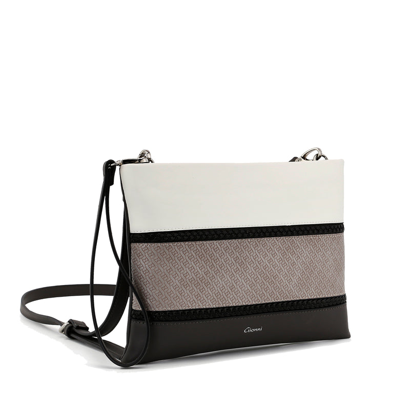 Hibiscus Stripe X-body/Clutch - Grey