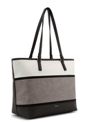 Hibiscus Large Striped Shoulder Bag - Grey