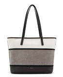 Hibiscus Large Striped Shoulder Bag - Grey