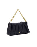 Perla Pleated Chain Crossbody - Black