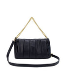 Perla Pleated Chain Crossbody - Black