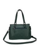 Ivory Double Handle Embossed Bag - Teal