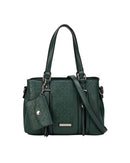 Ivory Double Handle Embossed Bag - Teal