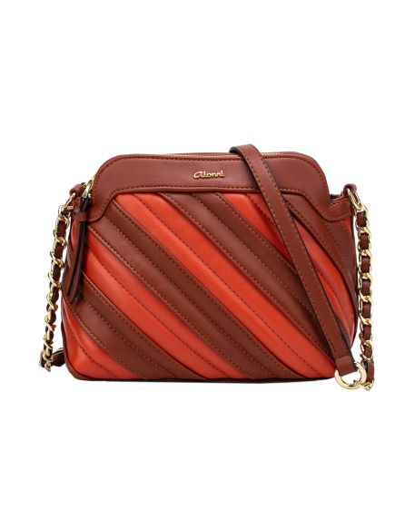 Celestine Colour Quilted Crossbody Bag - Tan