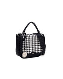 Pessa Houndstooth Saddle Bag - Black