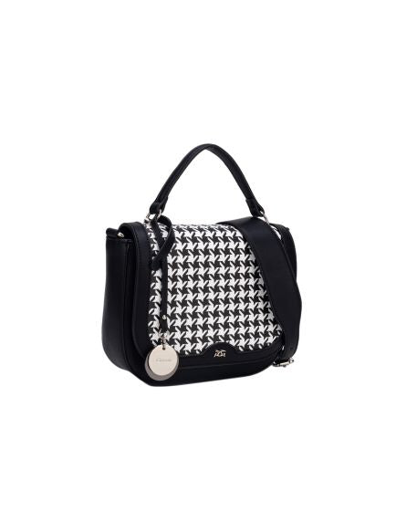 Pessa Houndstooth Saddle Bag - Black