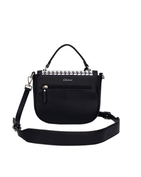 Pessa Houndstooth Saddle Bag - Black