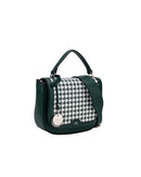 Pessa Houndstooth Saddle Bag - Green