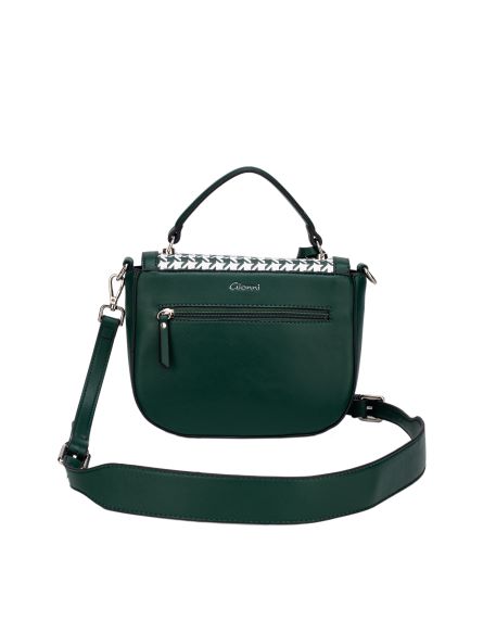 Pessa Houndstooth Saddle Bag - Green