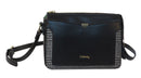 Tartan Trim Triple Compartment Crossbody - Black