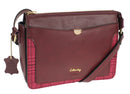 Tartan Trim Triple Compartment Crossbody - Plum