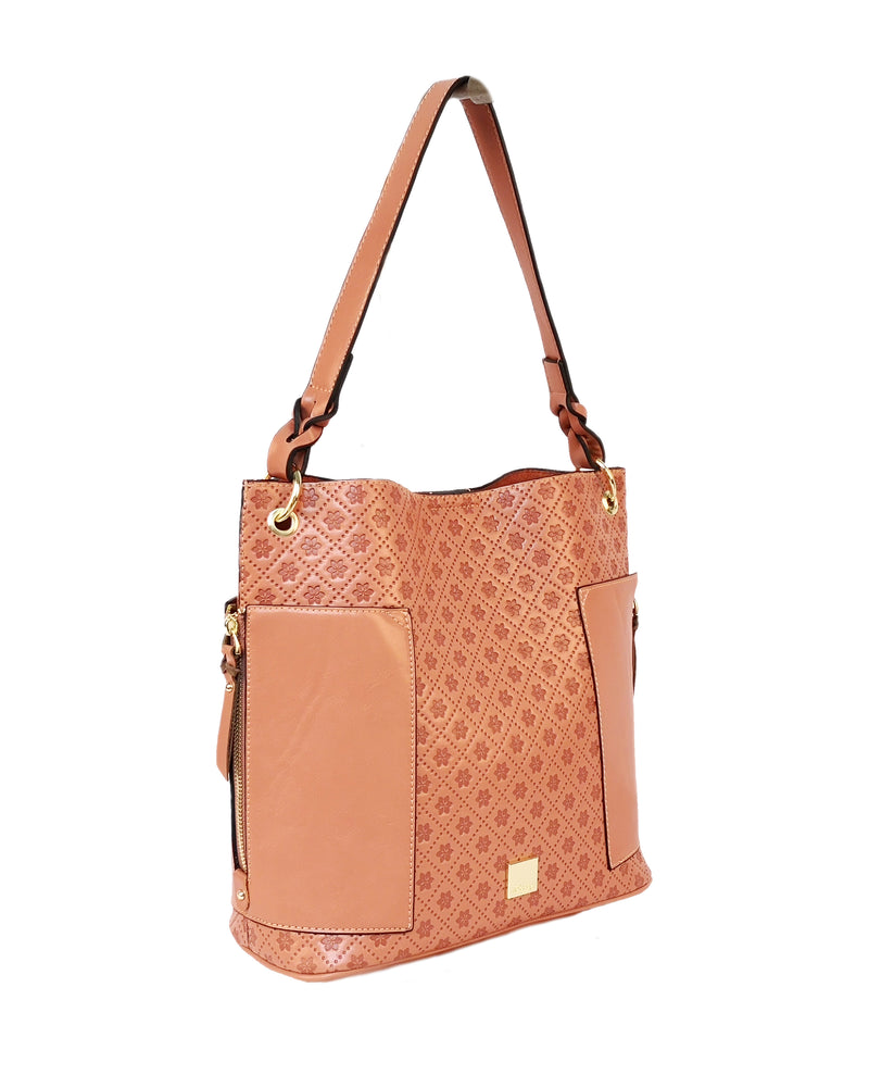 Valerian Embossed Hobo - Peach
