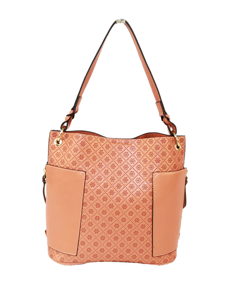 Valerian Embossed Hobo - Peach