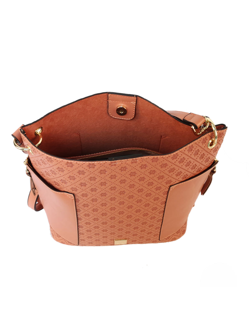 Valerian Embossed Hobo - Peach