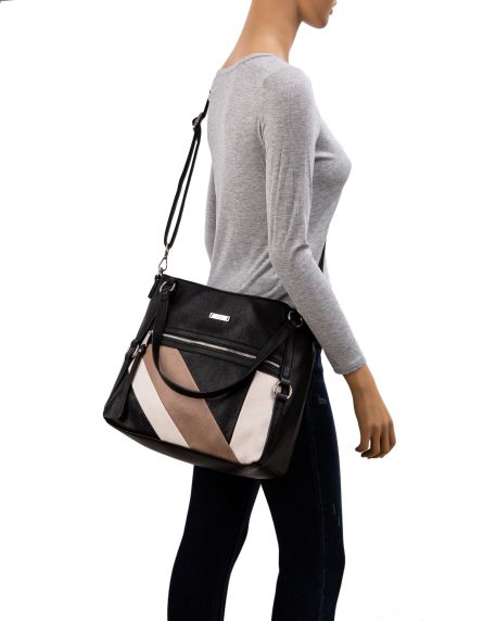 Sirin Double Handle Shoulder Bag - Black