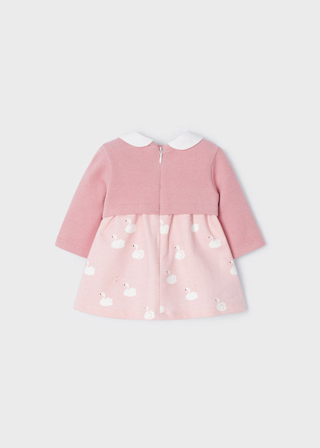 Dress With Knit Cardigan - Baby Rose