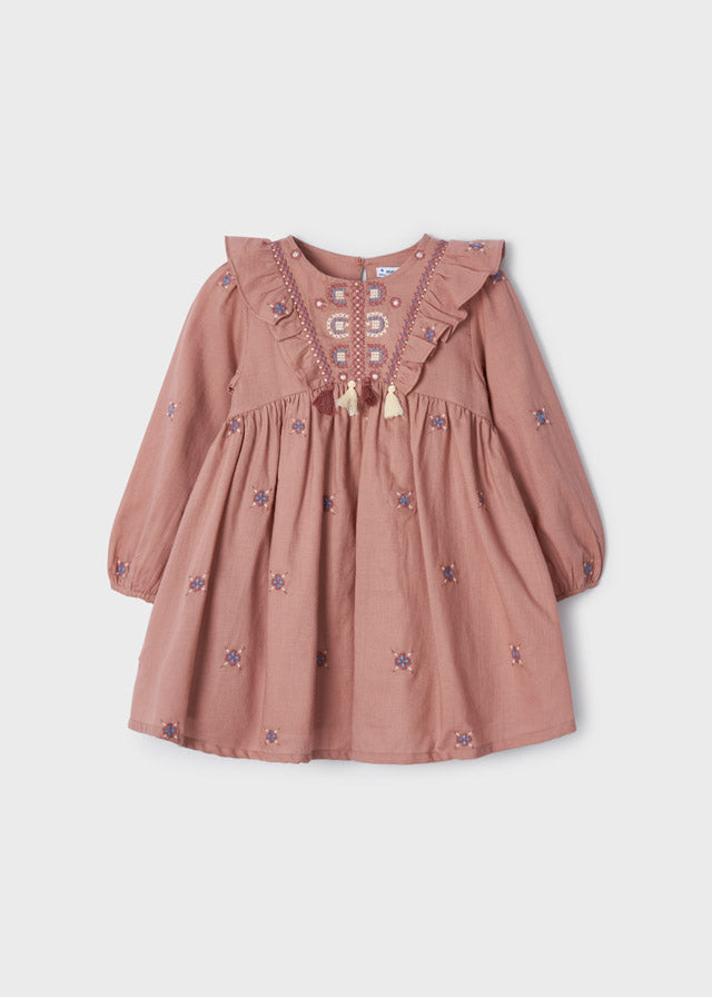 Embroidered Dress - Nude
