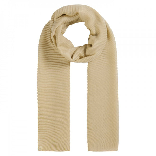 Solid Pleated Scarf - Beige