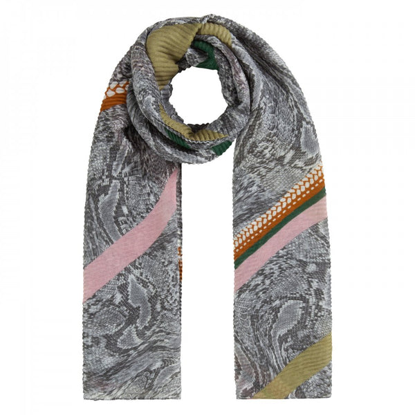 Snake Pleated Scarf - Grey