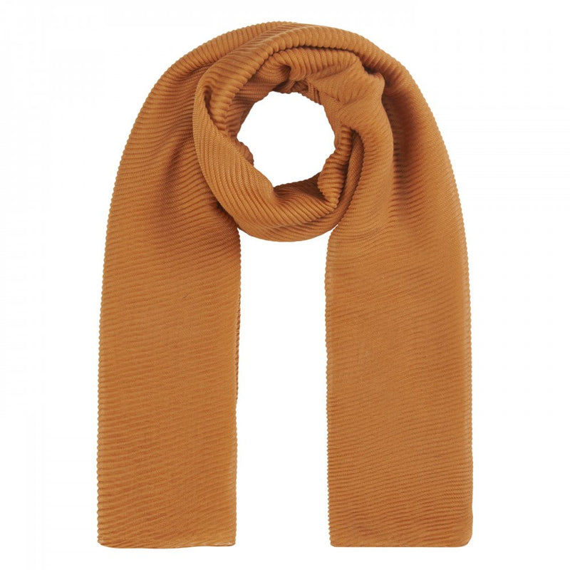 Solid Pleated Scarf - Brown