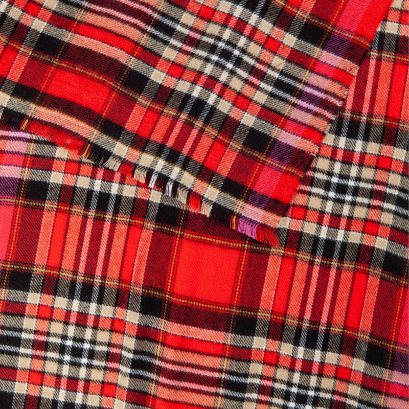 Woven Checks Scarf - Red