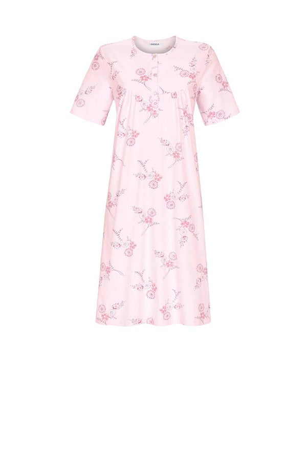 Nightdress With Button Planket - Pastel Rose