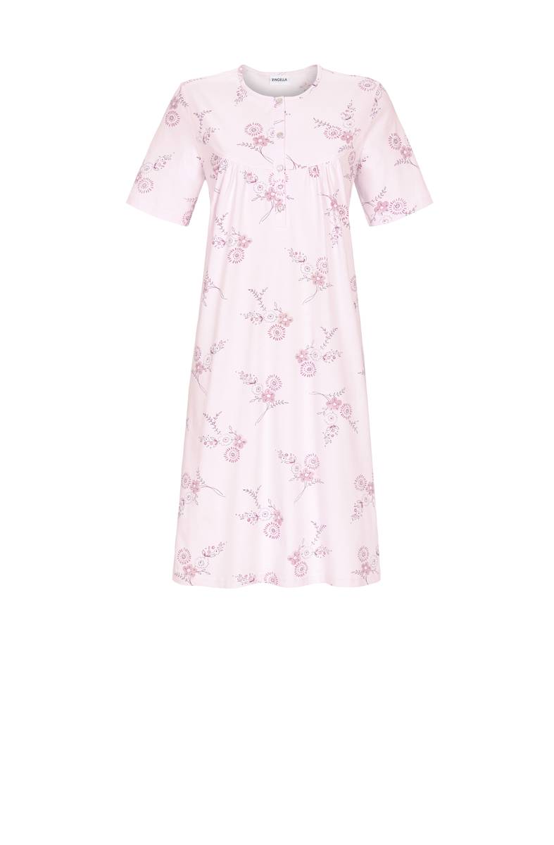 Nightdress With Button Planket - Pastel Rose