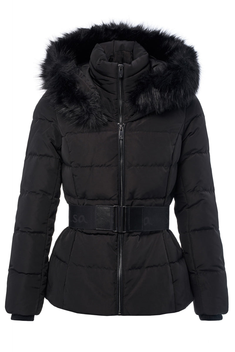 Short Fur Hooded Puffer Jacket - Black