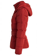 Short Fur Hooded Puffer Jacket - Red