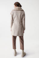 Salsa Fur Collar Woollen Coat - Beige Multi