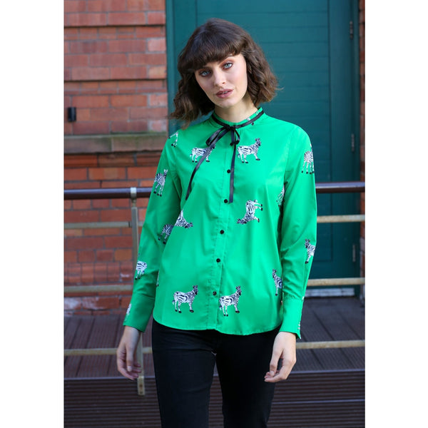 Malvie Blouse - Green Zebra