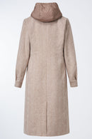 Double Breasted Hooded Coat - Oatmeal