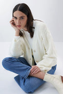 Natal Button Cardigan - White